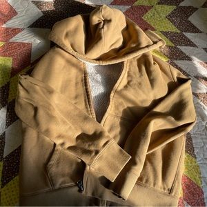 Tan Uniqlo sherpa zip hoodie